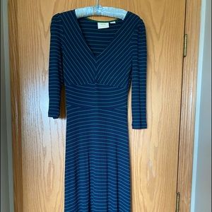 Maeve (Anthropologie) midi dress.  Navy blue w/green stripes